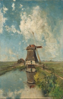 A Windmill on a Polder Waterway by Paul Gabriel